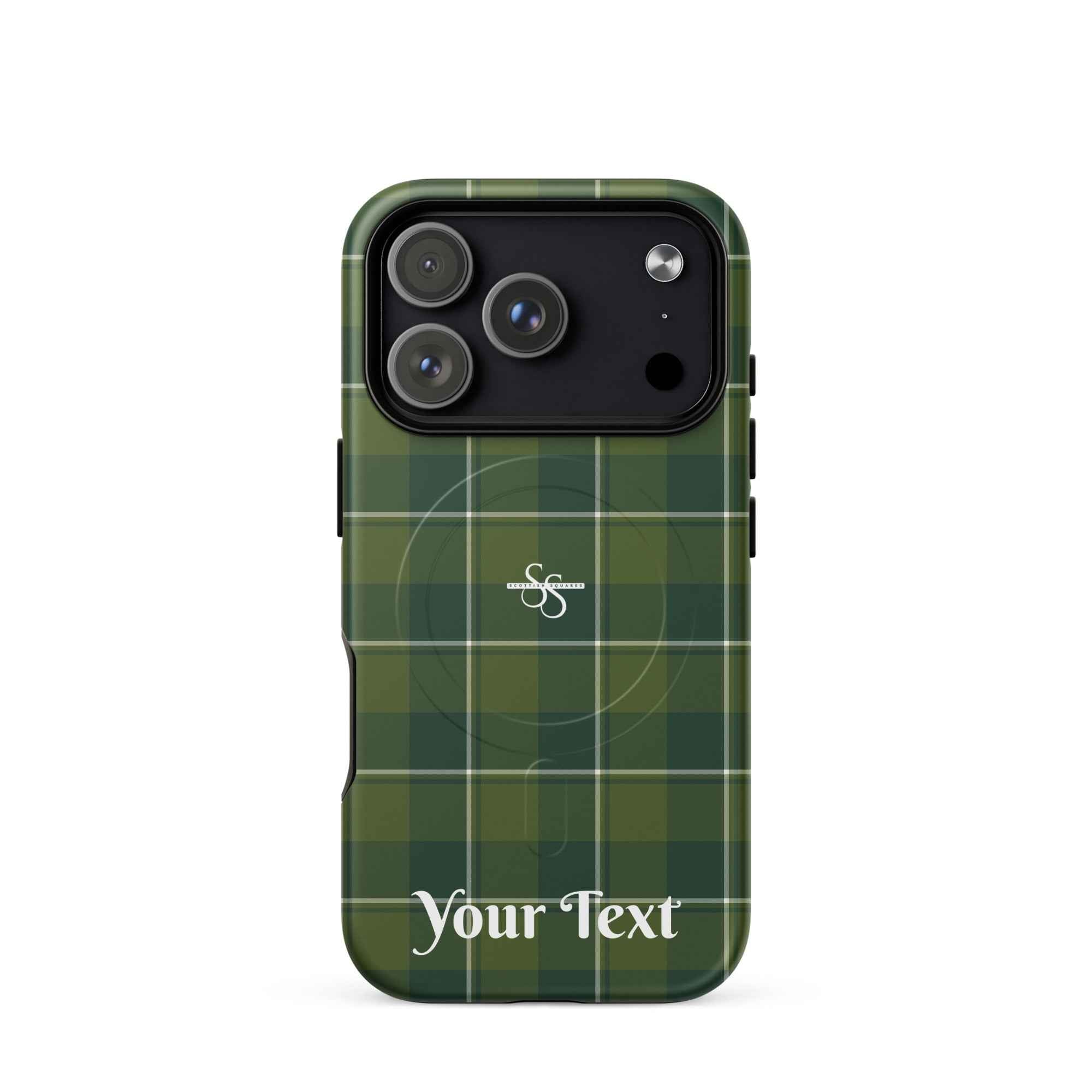 Personalized Woodland and Evergreen Plaid iPhone MagSafe Tough Case - Scottish Squares
