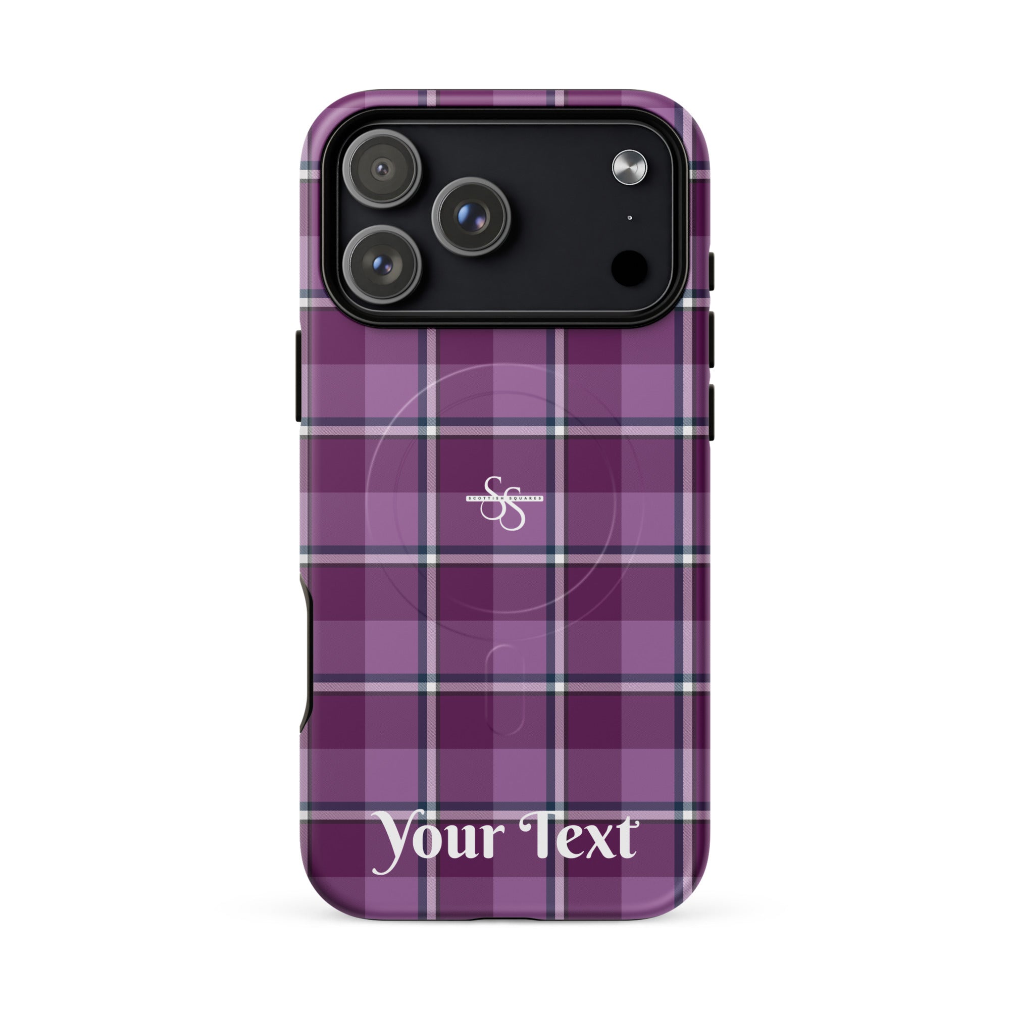 Personalized Purple and Trendy Pink Plaid iPhone MagSafe Tough Case - Scottish Squares