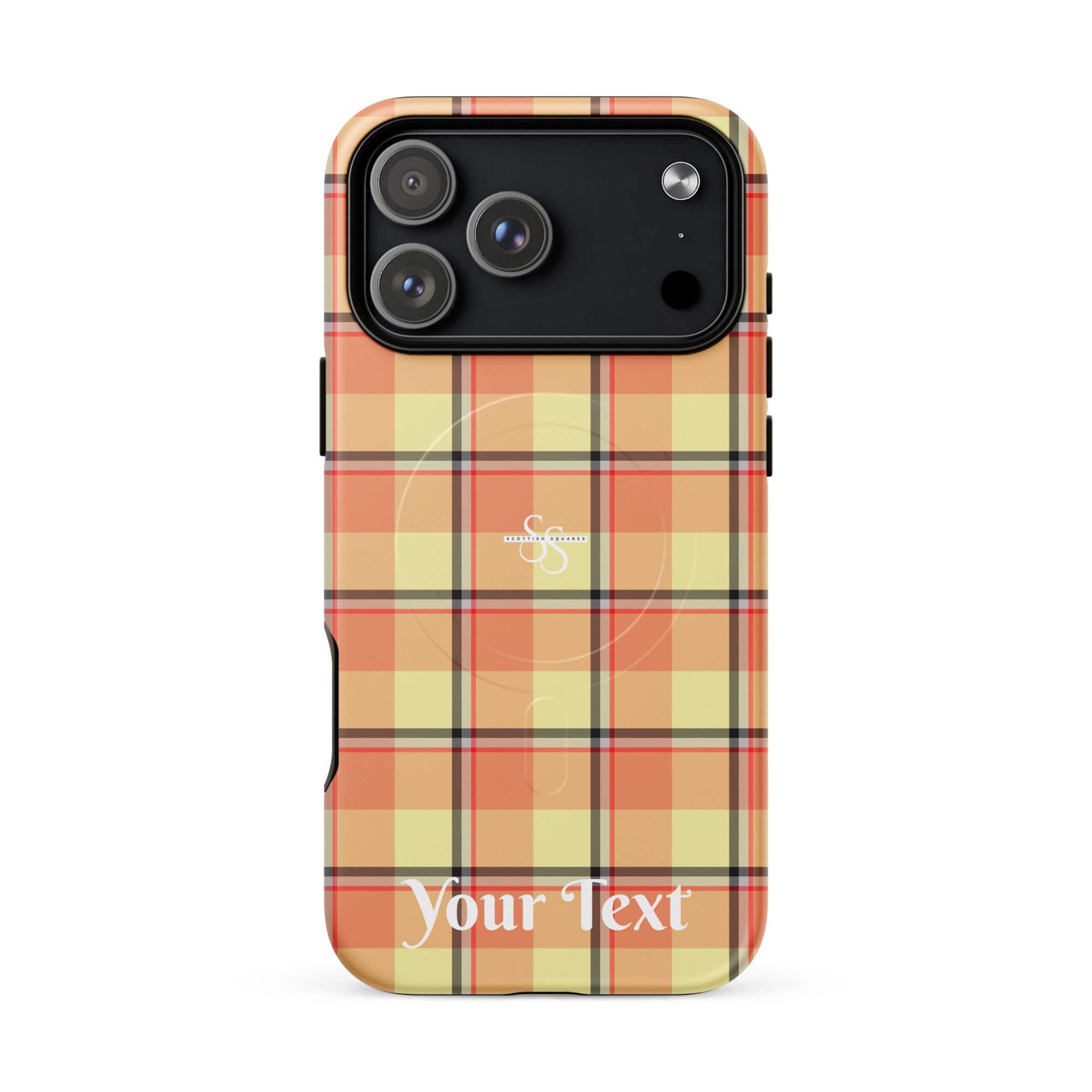 Personalized Claystone and Morning Mist Plaid iPhone MagSafe Tough Case - Scottish Squares