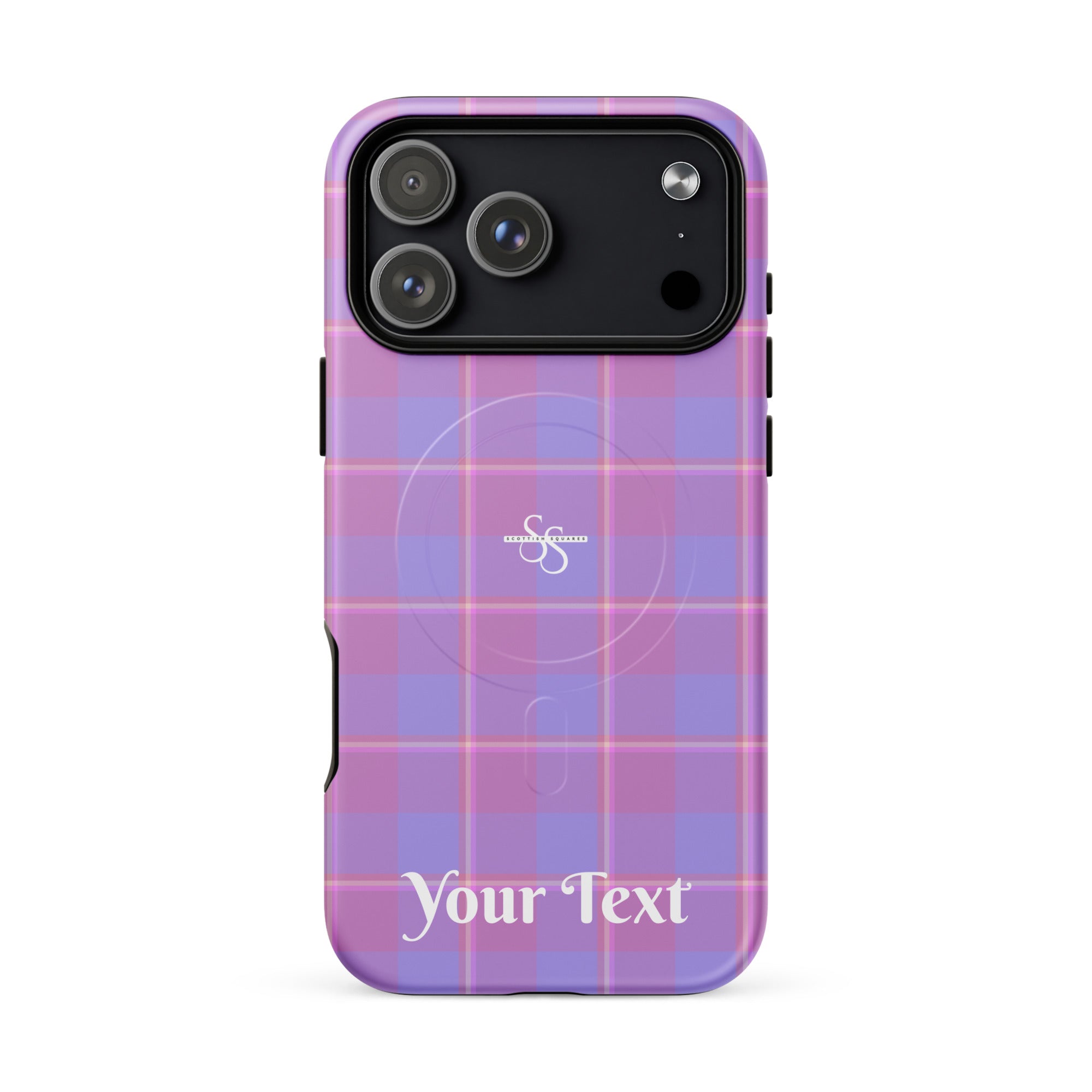 Personalized Viola and Dull Lavender Plaid iPhone MagSafe Tough Case - Scottish Squares