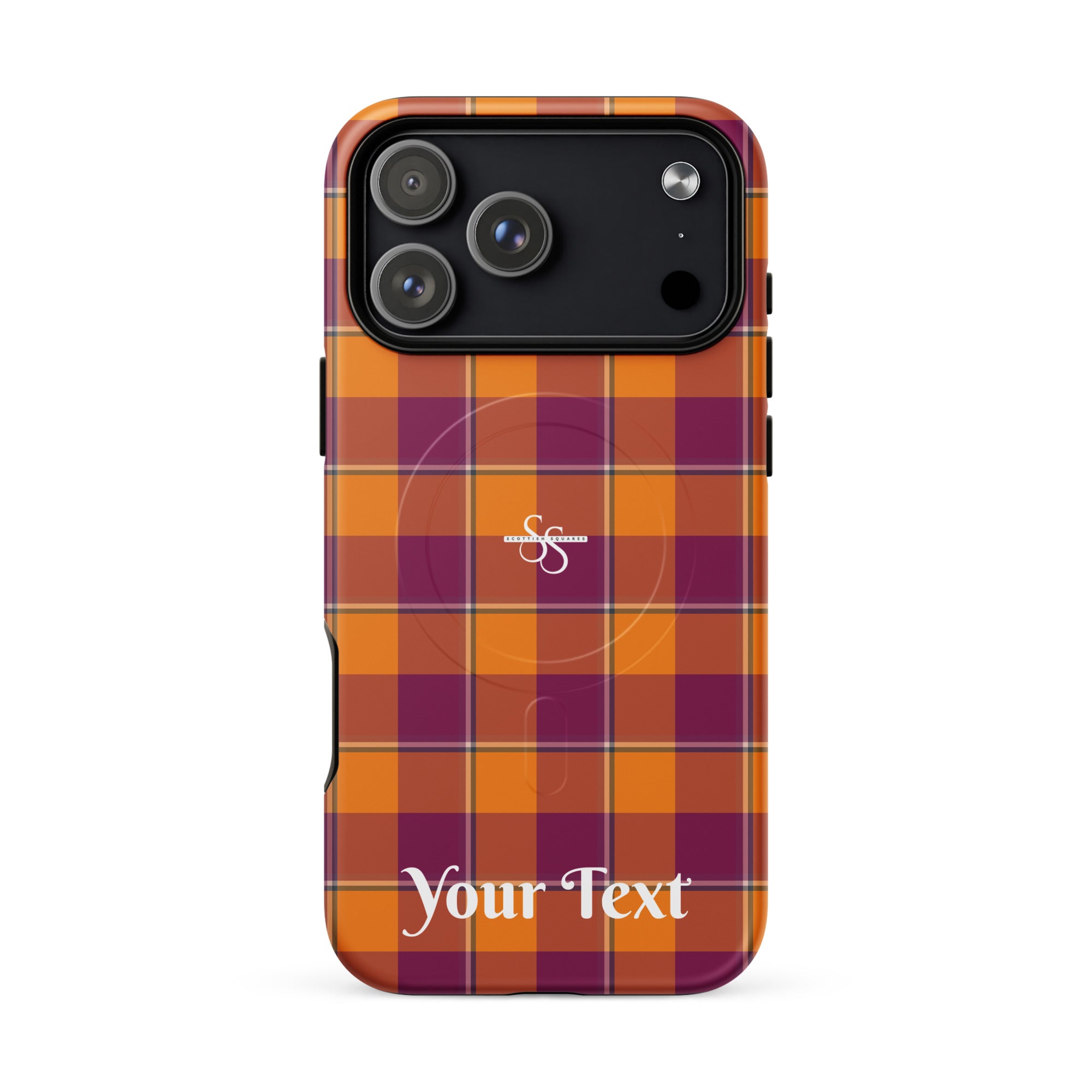 Personalized Tahiti Gold and Rose Bud Cherry Plaid iPhone MagSafe Tough Case - Scottish Squares