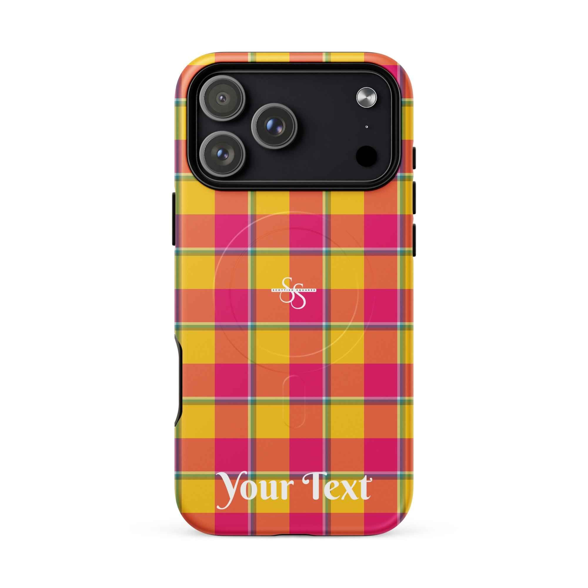 Personalized Corn and Razzmatazz Plaid iPhone MagSafe Tough Case - Scottish Squares