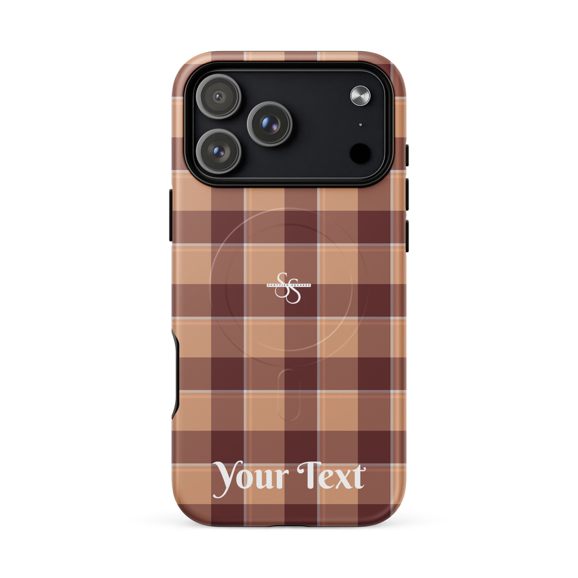 Personalized Whiskey and Livid Brown Plaid iPhone MagSafe Tough Case - Scottish Squares