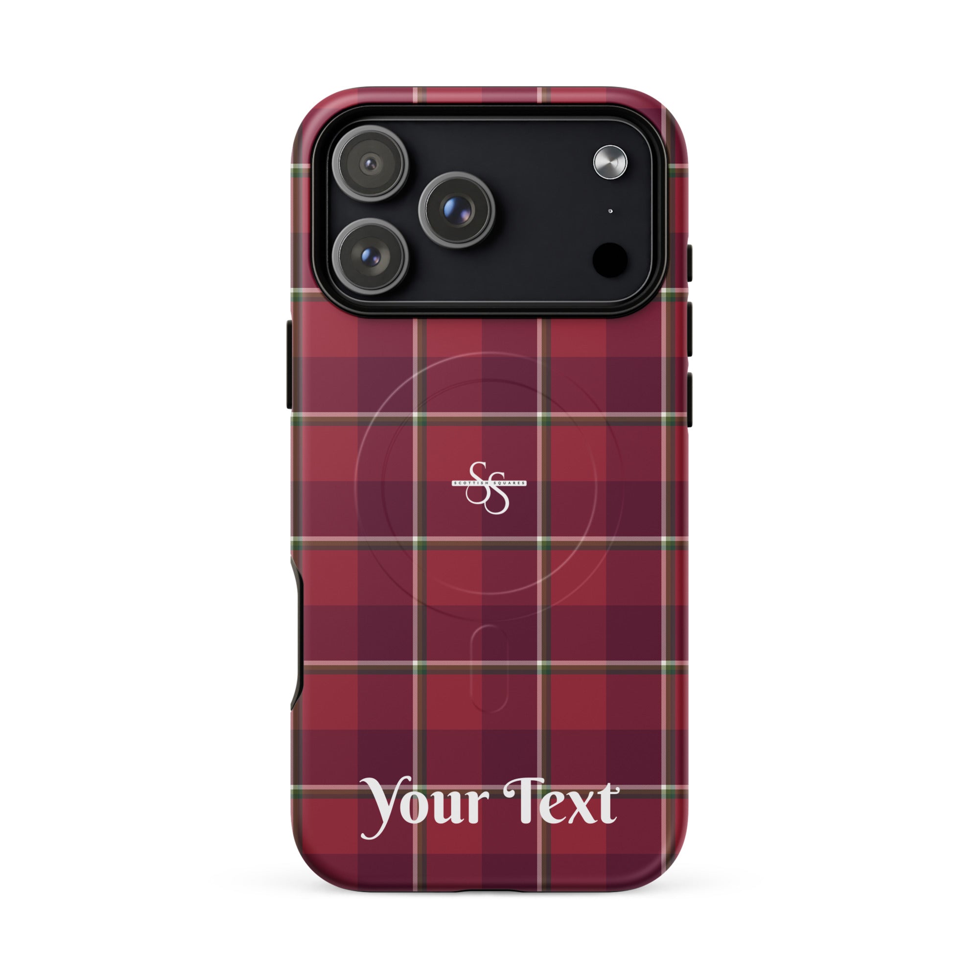Personalized Old Brick and Cab Sav Plaid iPhone MagSafe Tough Case - Scottish Squares