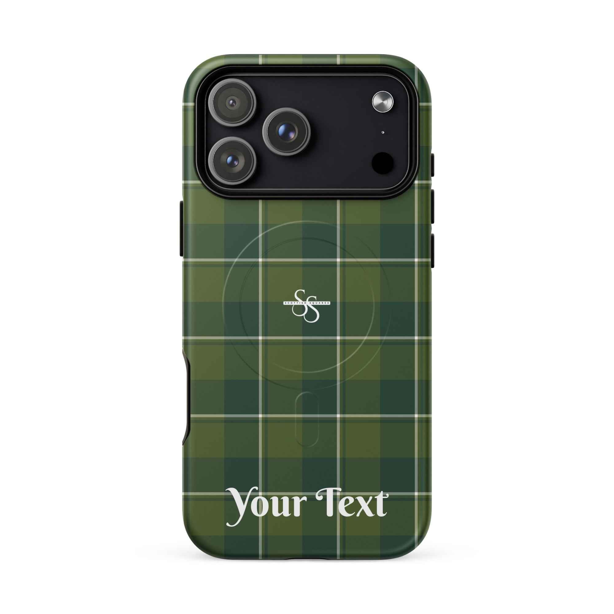 Personalized Woodland and Evergreen Plaid iPhone MagSafe Tough Case - Scottish Squares
