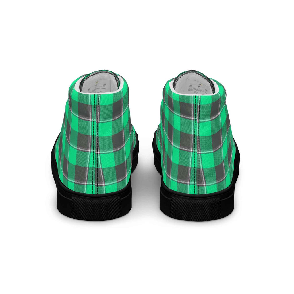 Men’s High Top Canvas Shoes Spring Green and Finlandia Plaid - Scottish Squares