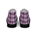 Men’s High Top Canvas Shoes Light Wisteria and Livid Brown Plaid - Scottish Squares