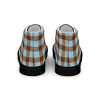 Men’s High Top Canvas Shoes Blizzard Blue and Livid Brown Plaid - Scottish Squares