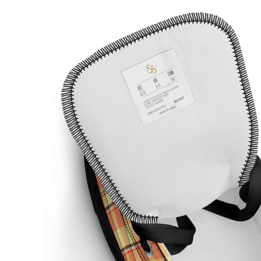 Men’s High Top Canvas Shoes Claystone and Morning Mist Plaid - Scottish Squares