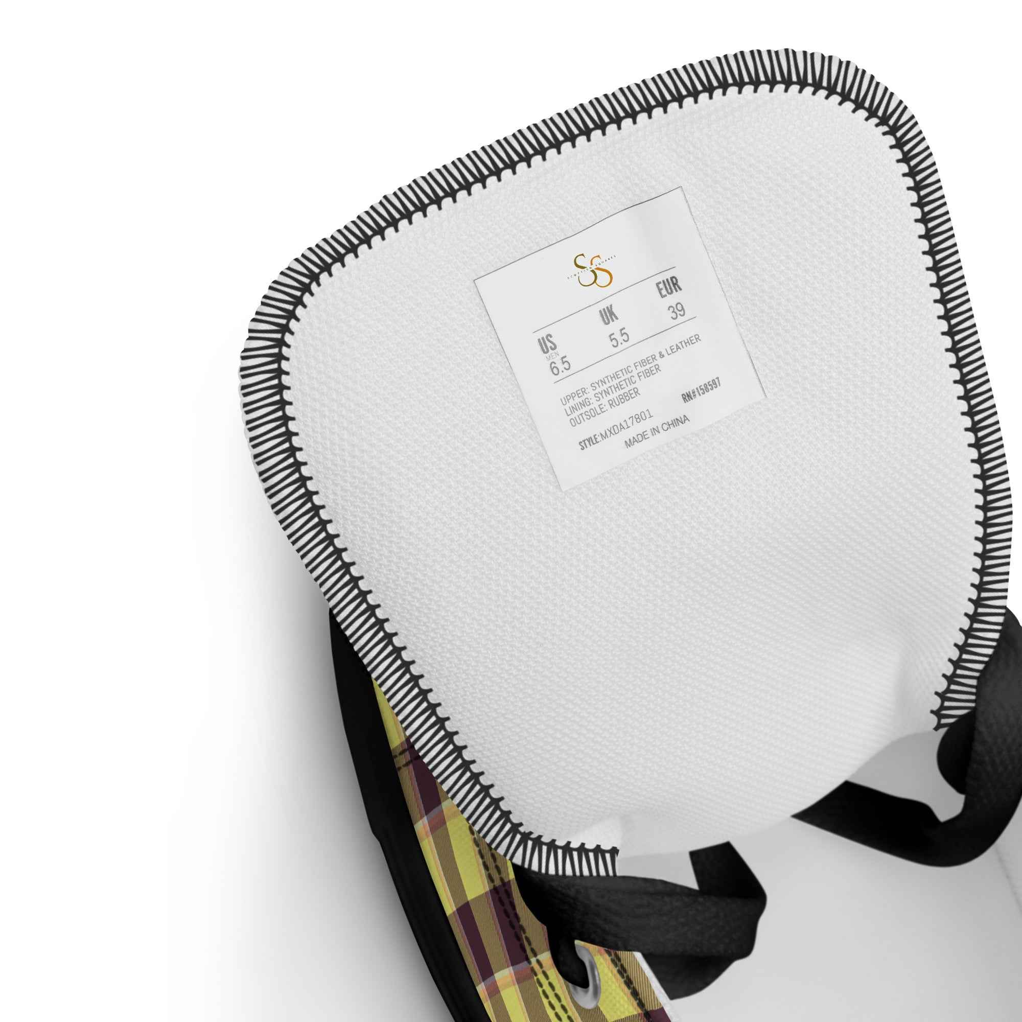 Men’s High Top Canvas Shoes Flax and Livid Brown Plaid - Scottish Squares