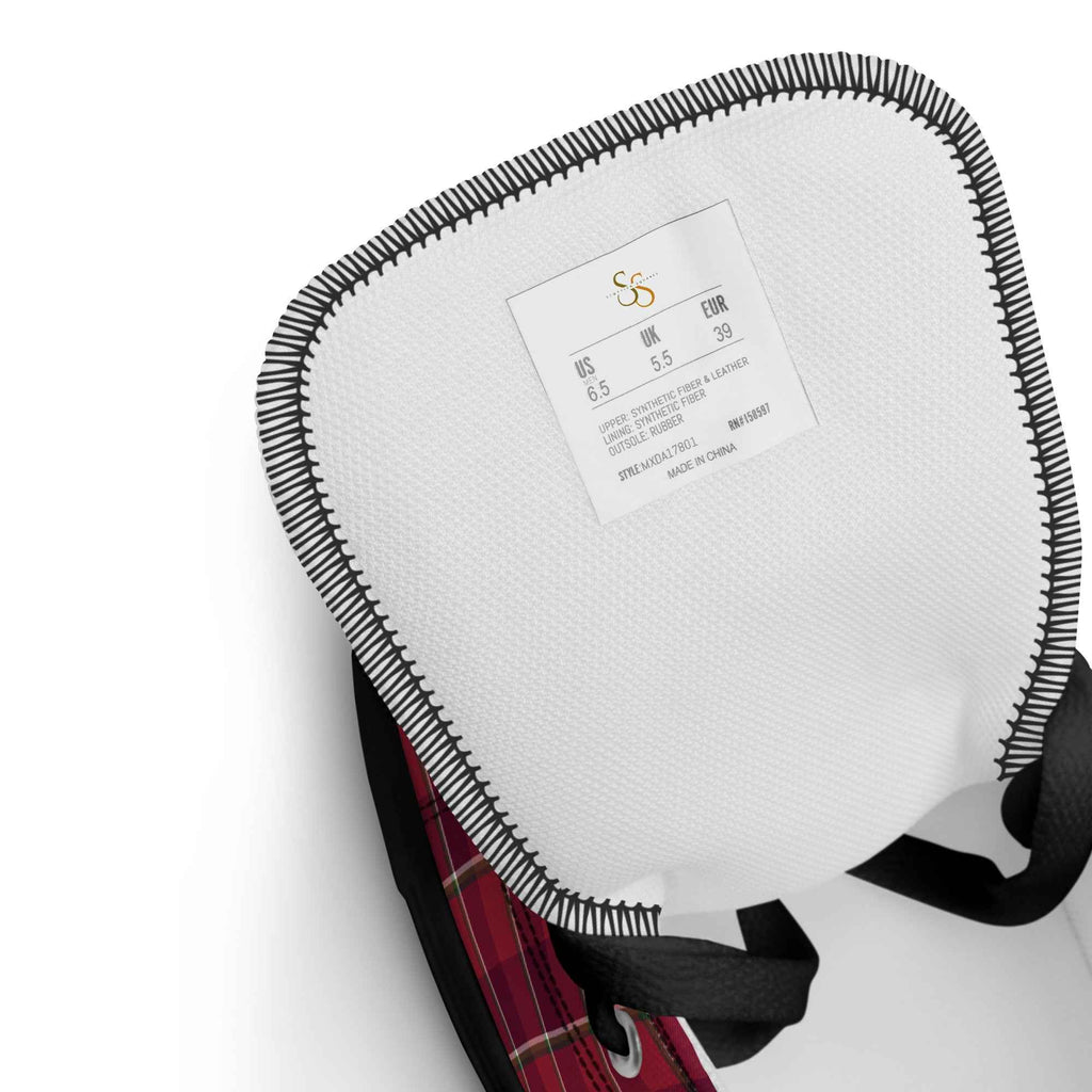 Men’s High Top Canvas Shoes Old Brick and Cab Sav Plaid - Scottish Squares