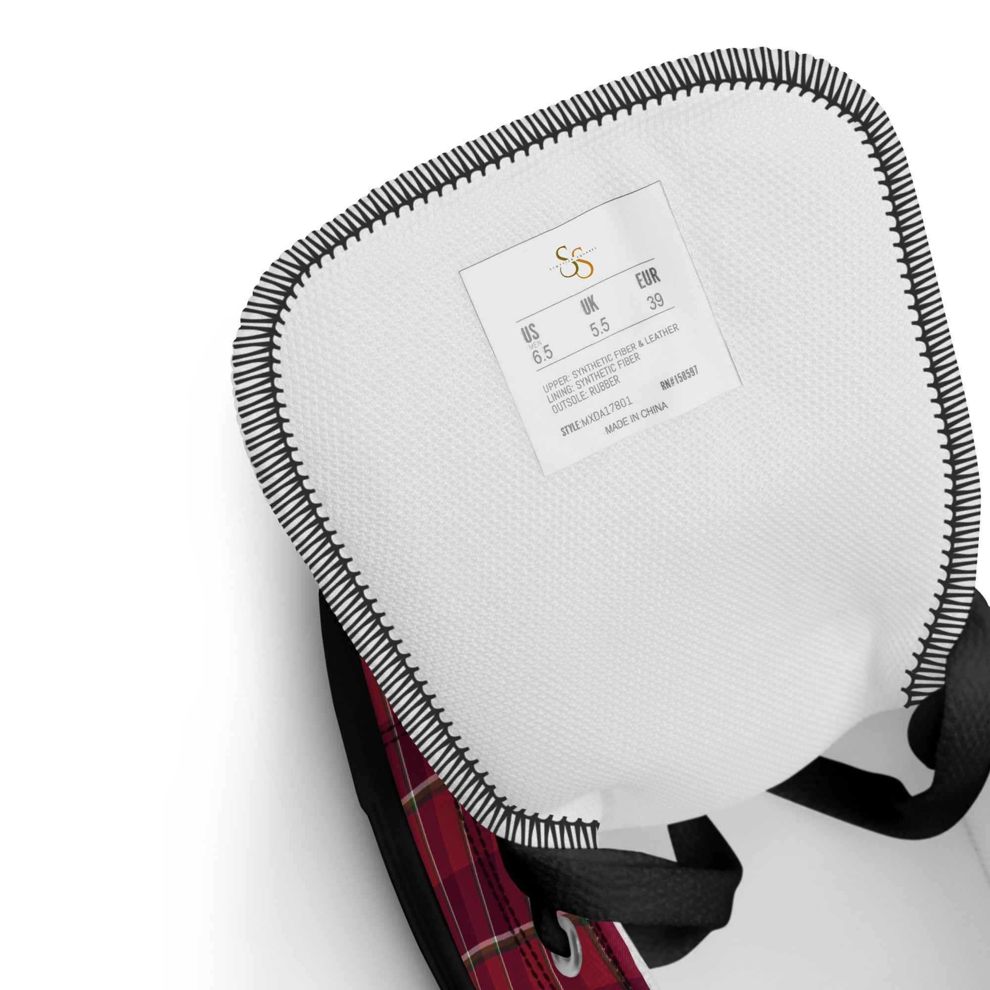 Men’s High Top Canvas Shoes Old Brick and Cab Sav Plaid - Scottish Squares