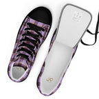 Men’s High Top Canvas Shoes Light Wisteria and Livid Brown Plaid - Scottish Squares