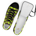 Men’s High Top Canvas Shoes Electric Lime and Livid Brown Plaid - Scottish Squares