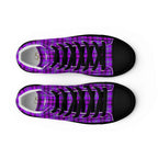 Men’s High Top Canvas Shoes Electric Violet and Fuchsia Plaid - Scottish Squares