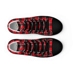 Men’s High Top Canvas Shoes Red Ribbon and Heavy Metal Plaid - Scottish Squares