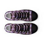 Men’s High Top Canvas Shoes Light Wisteria and Livid Brown Plaid - Scottish Squares