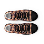 Men’s High Top Canvas Shoes Hit Pink and Livid Brown Plaid - Scottish Squares