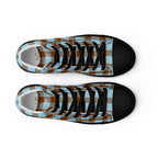 Men’s High Top Canvas Shoes Blizzard Blue and Livid Brown Plaid - Scottish Squares