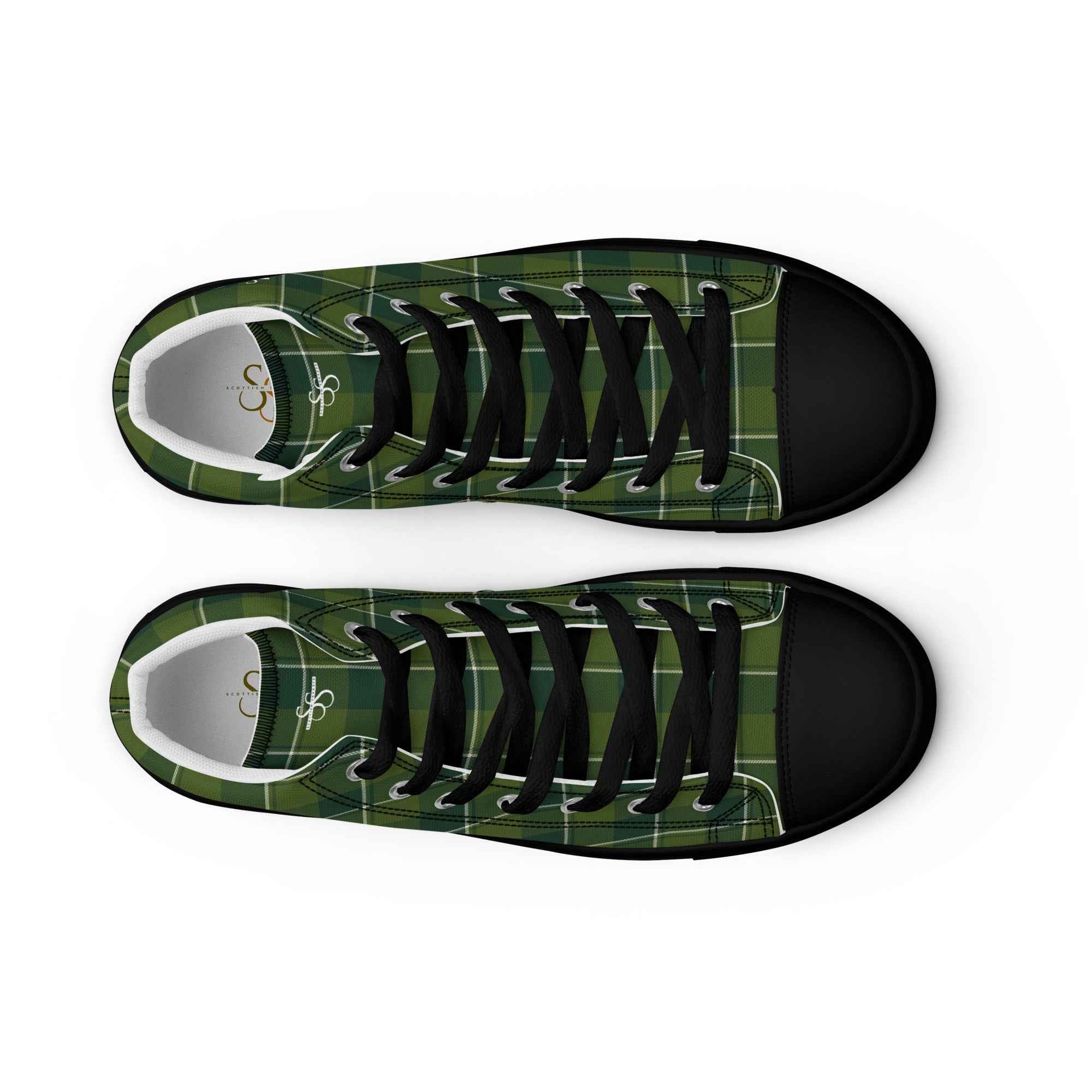 Men’s High Top Canvas Shoes Woodland and Evergreen Plaid - Scottish Squares