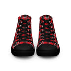 Men’s High Top Canvas Shoes Red Ribbon and Heavy Metal Plaid - Scottish Squares