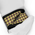 Men’s High Top Canvas Shoes Flax and Livid Brown Plaid - Scottish Squares