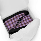 Men’s High Top Canvas Shoes Light Wisteria and Livid Brown Plaid - Scottish Squares