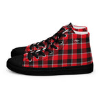 Men’s High Top Canvas Shoes Red Ribbon and Heavy Metal Plaid - Scottish Squares