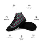 Men’s High Top Canvas Shoes Ocean Green and Mulberry Wood Plaid - Scottish Squares