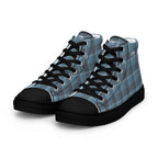 Men’s High Top Canvas Shoes Hoki and Shuttle Gray Plaid - Scottish Squares