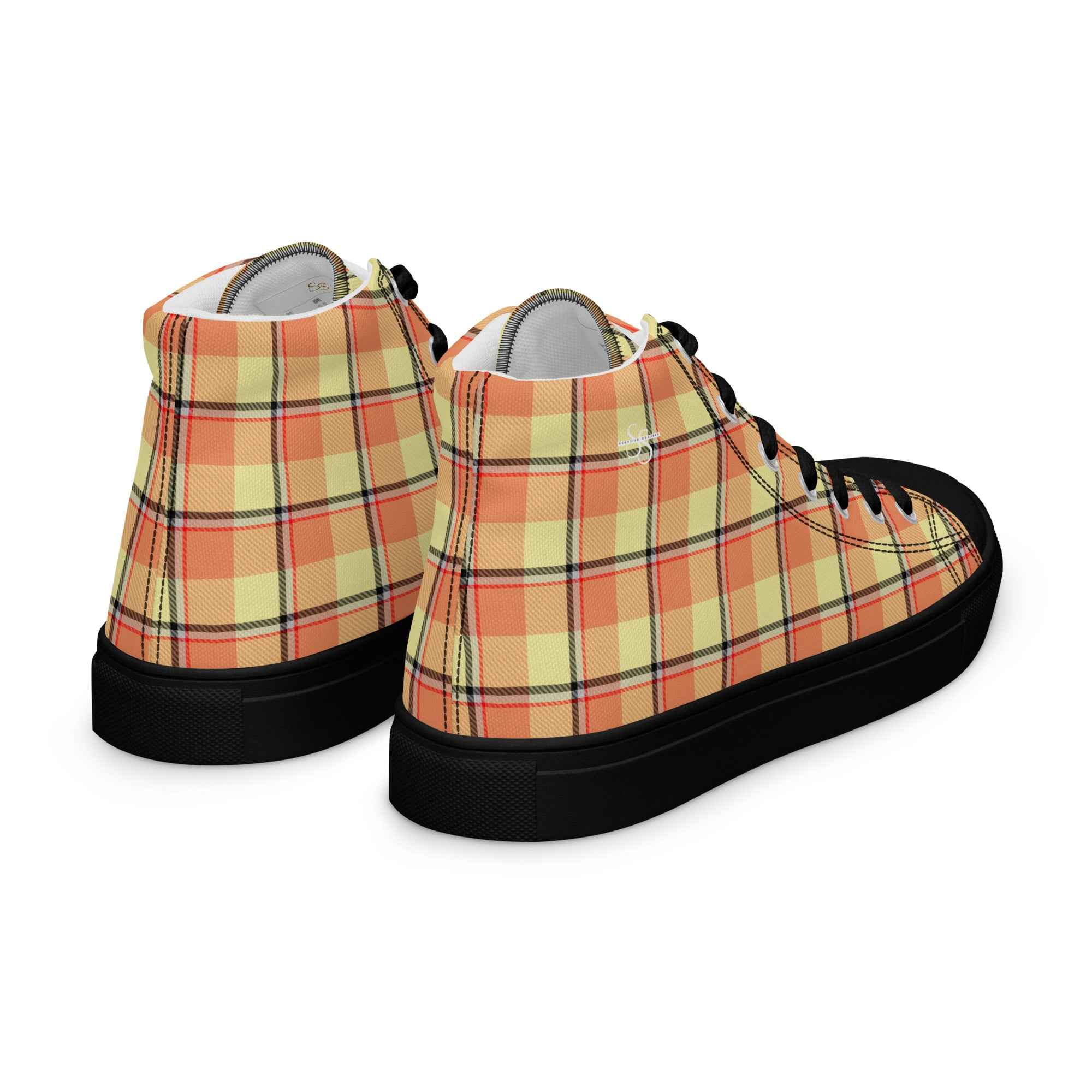 Men’s High Top Canvas Shoes Claystone and Morning Mist Plaid - Scottish Squares