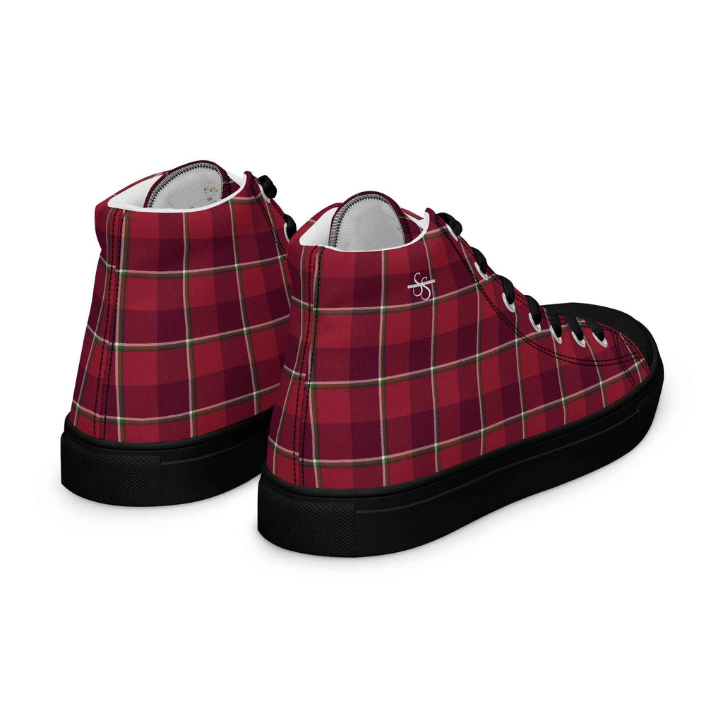 Men’s High Top Canvas Shoes Old Brick and Cab Sav Plaid - Scottish Squares