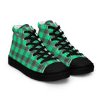 Men’s High Top Canvas Shoes Spring Green and Finlandia Plaid - Scottish Squares