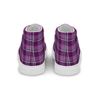 Men’s High Top Canvas Shoes Purple and Trendy Pink Plaid - Scottish Squares