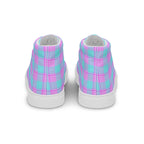 Men’s High Top Canvas Shoes Mauve and Coastal Mist Plaid - Scottish Squares