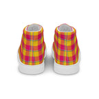 Men’s High Top Canvas Shoes Corn and Razzmatazz Plaid - Scottish Squares