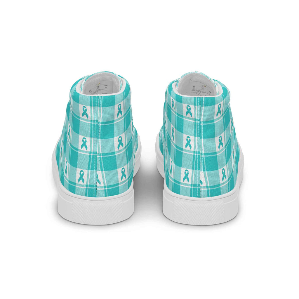 Men’s High Top Canvas Shoes Ovarian Cancer Awareness Plaid - Scottish Squares