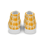 Men’s High Top Canvas Shoes Kidney Cancer Awareness Plaid, Orange Ribbon, Supportive Gift - Scottish Squares