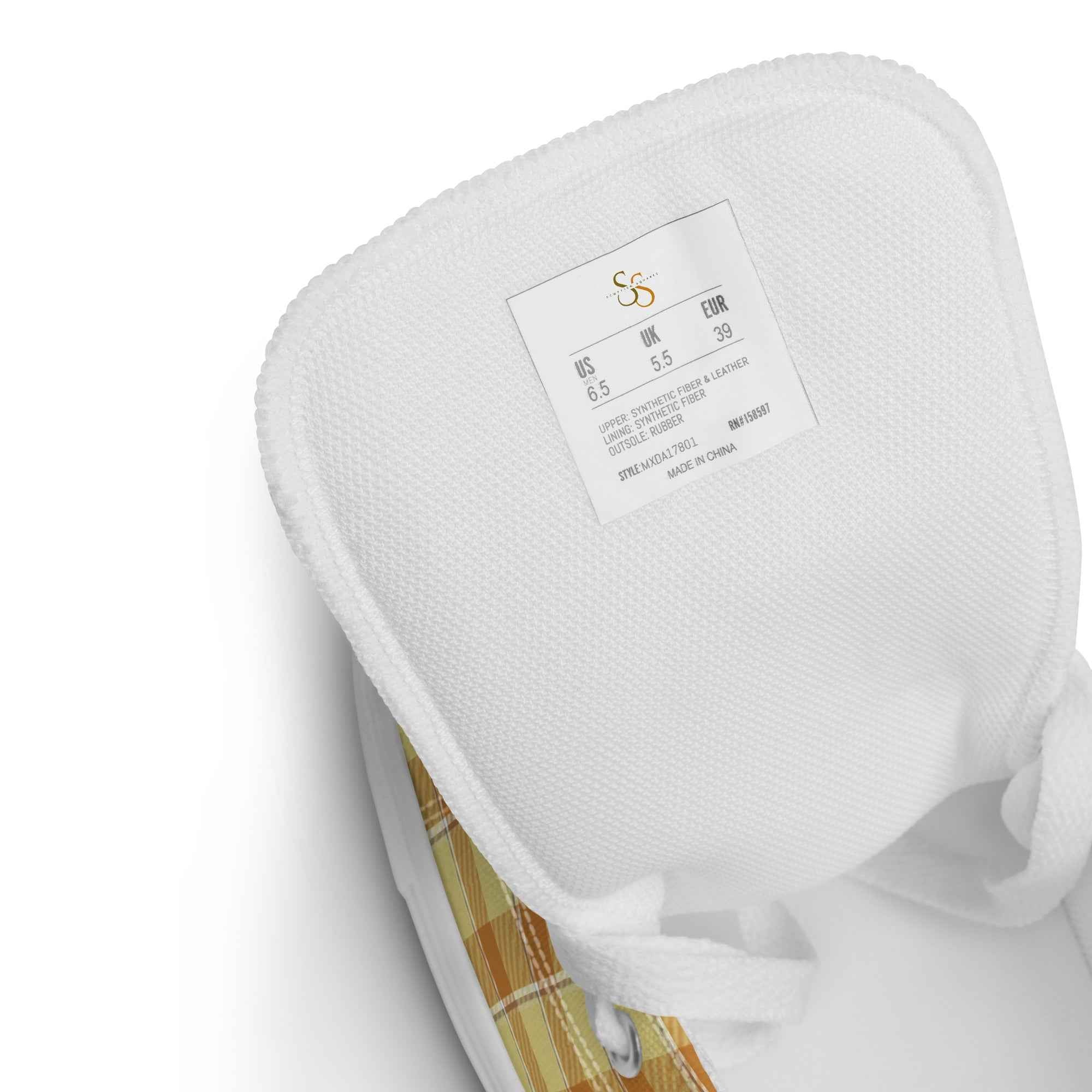 Men’s High Top Canvas Shoes Zombie and Copper Plaid - Scottish Squares