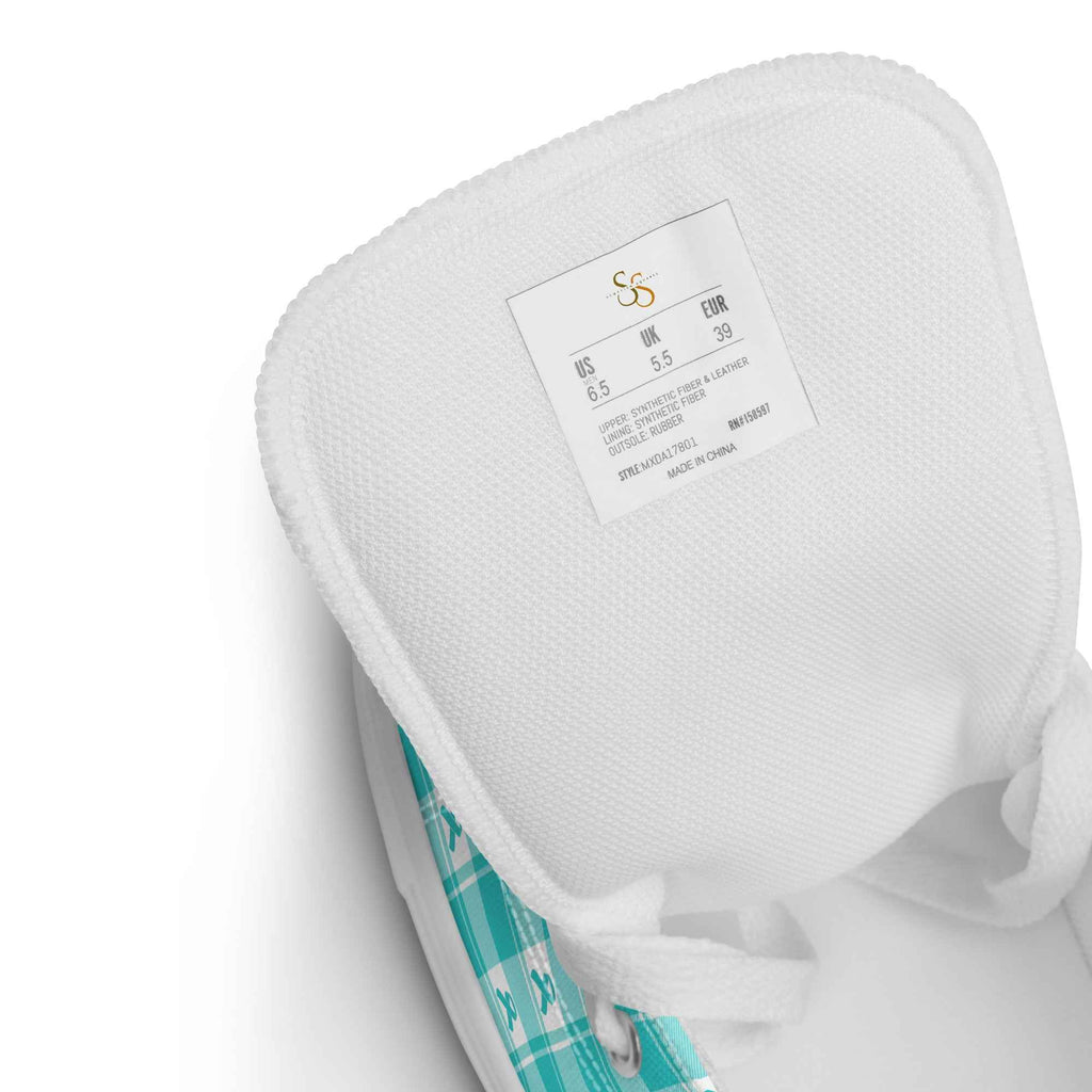 Men’s High Top Canvas Shoes Ovarian Cancer Awareness Plaid - Scottish Squares