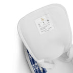 Men’s High Top Canvas Shoes Colorectal Cancer Awareness Plaid, Dark Blue Ribbon, Supportive Gift - Scottish Squares