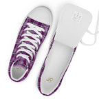 Men’s High Top Canvas Shoes Purple and Trendy Pink Plaid - Scottish Squares