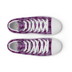 Men’s High Top Canvas Shoes Purple and Trendy Pink Plaid - Scottish Squares