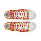 Men’s High Top Canvas Shoes Corn and Razzmatazz Plaid - Scottish Squares