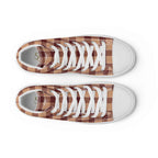 Men’s High Top Canvas Shoes Whiskey and Livid Brown Plaid - Scottish Squares