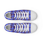 Men’s High Top Canvas Shoes Cornflower Blue and Livid Brown Plaid - Scottish Squares