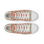 Men’s High Top Canvas Shoes Spring Rain and Persimmon Plaid - Scottish Squares