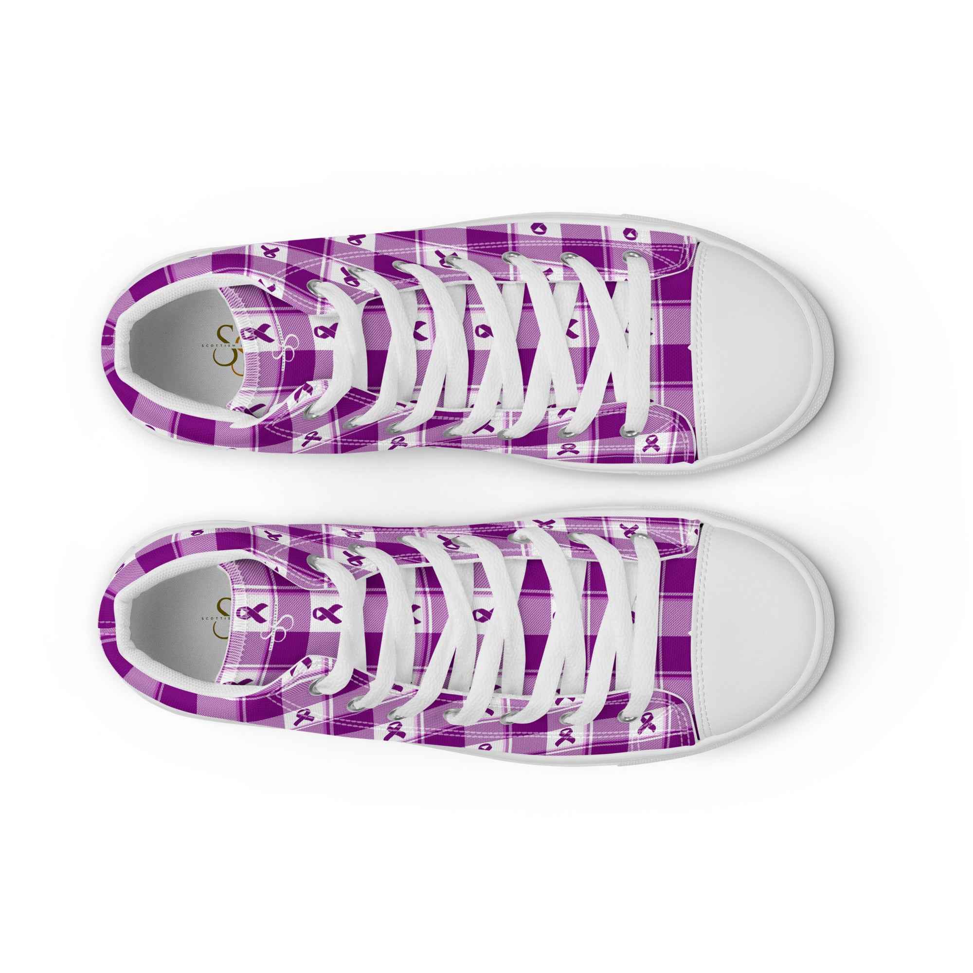 Men’s High Top Canvas Shoes Pancreatic Cancer Awareness Plaid - Scottish Squares
