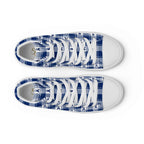 Men’s High Top Canvas Shoes Colorectal Cancer Awareness Plaid, Dark Blue Ribbon, Supportive Gift - Scottish Squares