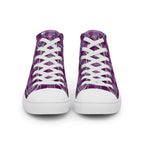 Men’s High Top Canvas Shoes Purple and Trendy Pink Plaid - Scottish Squares